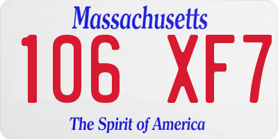 MA license plate 106XF7