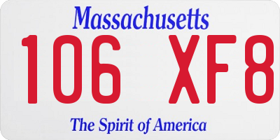 MA license plate 106XF8