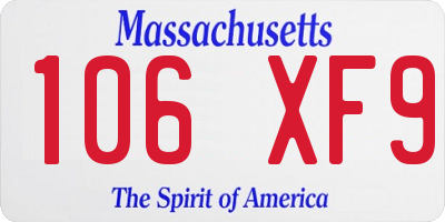 MA license plate 106XF9