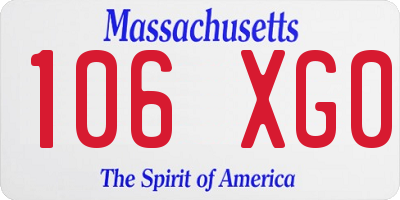 MA license plate 106XG0
