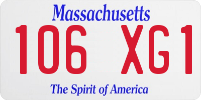 MA license plate 106XG1