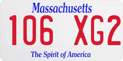 MA license plate 106XG2