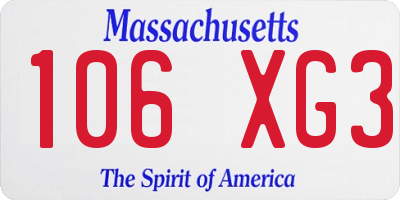 MA license plate 106XG3