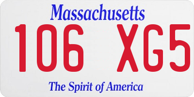 MA license plate 106XG5