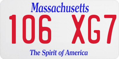 MA license plate 106XG7