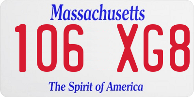 MA license plate 106XG8