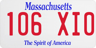 MA license plate 106XI0