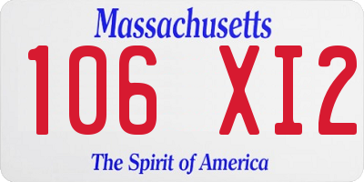 MA license plate 106XI2