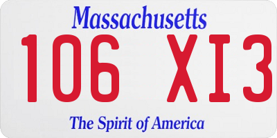 MA license plate 106XI3