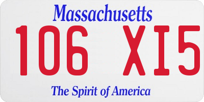 MA license plate 106XI5