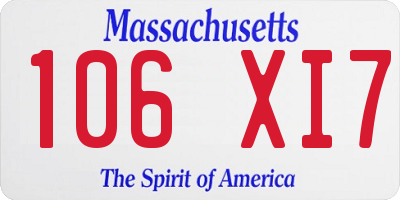 MA license plate 106XI7