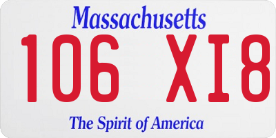 MA license plate 106XI8
