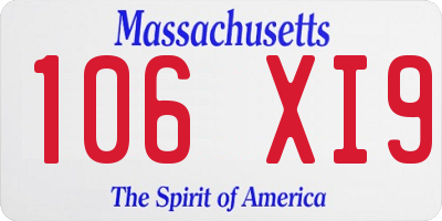 MA license plate 106XI9