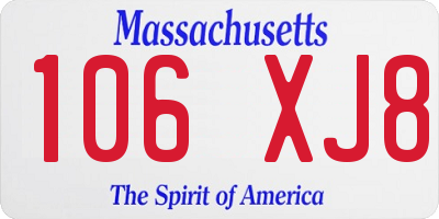 MA license plate 106XJ8