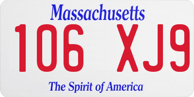 MA license plate 106XJ9