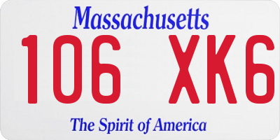 MA license plate 106XK6