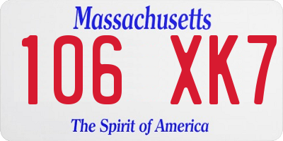 MA license plate 106XK7