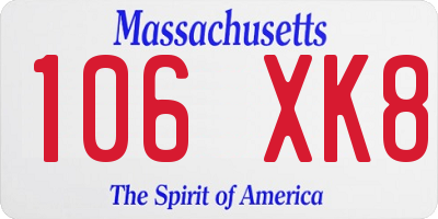 MA license plate 106XK8