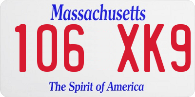 MA license plate 106XK9