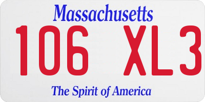MA license plate 106XL3
