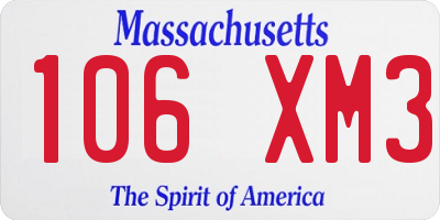 MA license plate 106XM3
