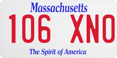 MA license plate 106XN0