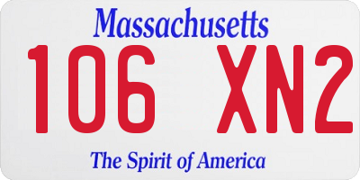 MA license plate 106XN2