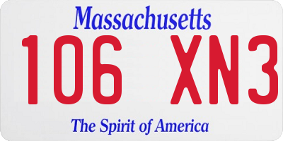 MA license plate 106XN3
