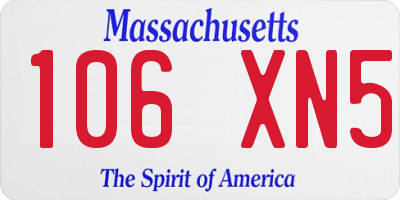 MA license plate 106XN5