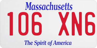 MA license plate 106XN6