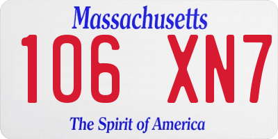 MA license plate 106XN7