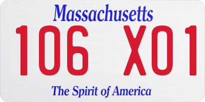 MA license plate 106XO1