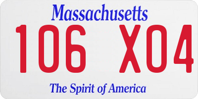 MA license plate 106XO4