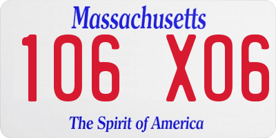 MA license plate 106XO6