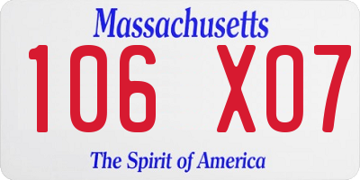 MA license plate 106XO7