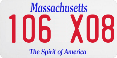 MA license plate 106XO8