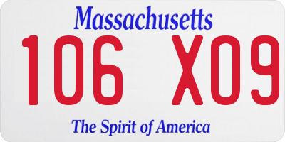 MA license plate 106XO9