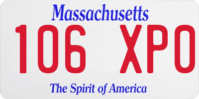 MA license plate 106XP0