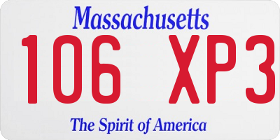 MA license plate 106XP3