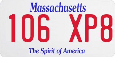 MA license plate 106XP8