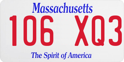 MA license plate 106XQ3