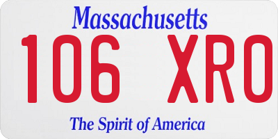 MA license plate 106XR0