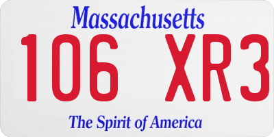 MA license plate 106XR3
