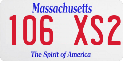 MA license plate 106XS2