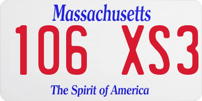 MA license plate 106XS3