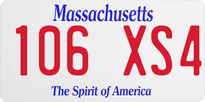 MA license plate 106XS4