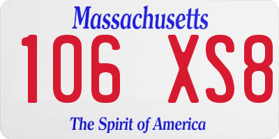 MA license plate 106XS8