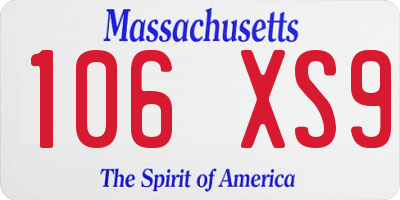 MA license plate 106XS9