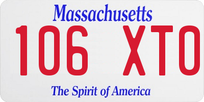 MA license plate 106XT0