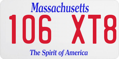 MA license plate 106XT8